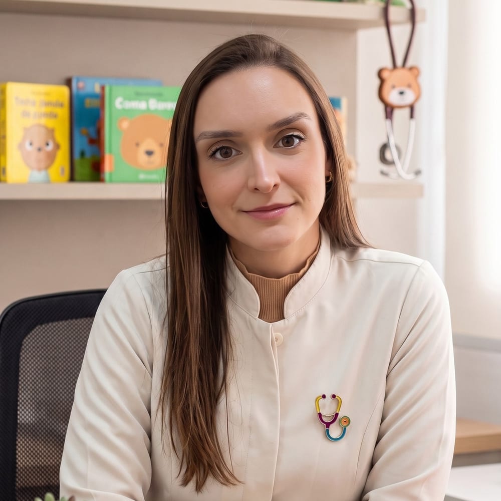Dra. Nayla Irigoyen em seu consultório pediátrico
